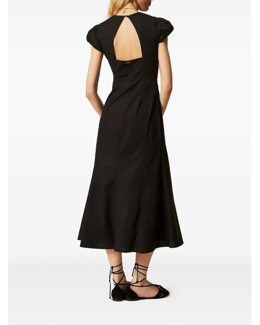 Twinset Black V-Neck Open-Back Long Dress