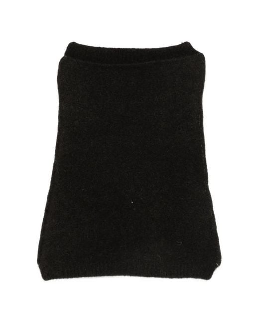 Isabel Benenato Black Ribbed-Knit Snood for men