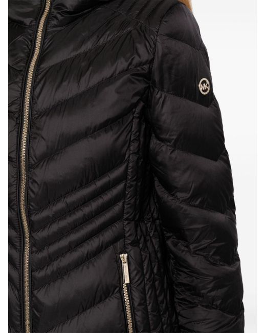 MICHAEL Michael Kors Black Chevron-quilted Hooded Jacket