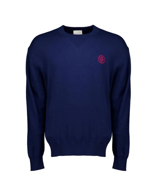 Drole de Monsieur Blue Logo-Embroidered V-Insert Sweater for men