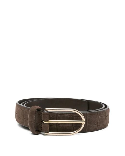 Dell'Oglio Gray Crocodile-Effect Belt for men