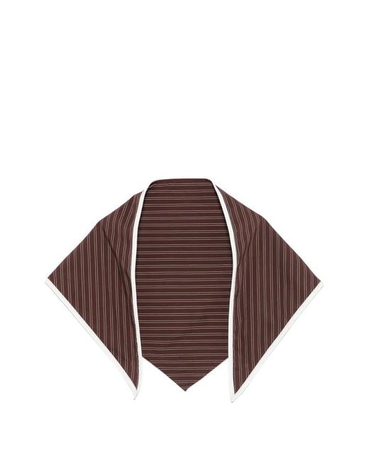 Patrizia Pepe Brown Stripe-Pattern Logo-Patch Scarf