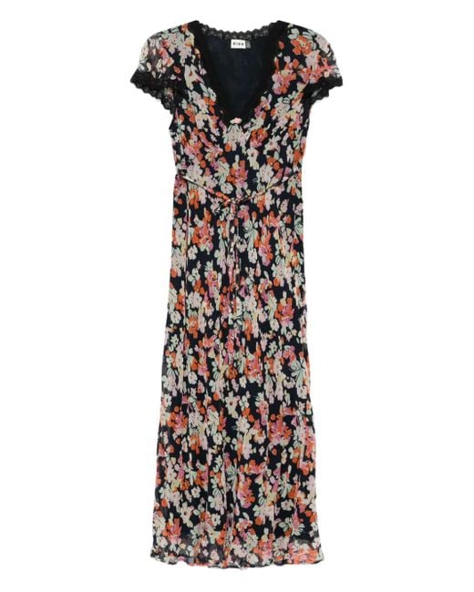 Rixo White Clarice Georgette-Midikleid Mit Spitzenbesatz