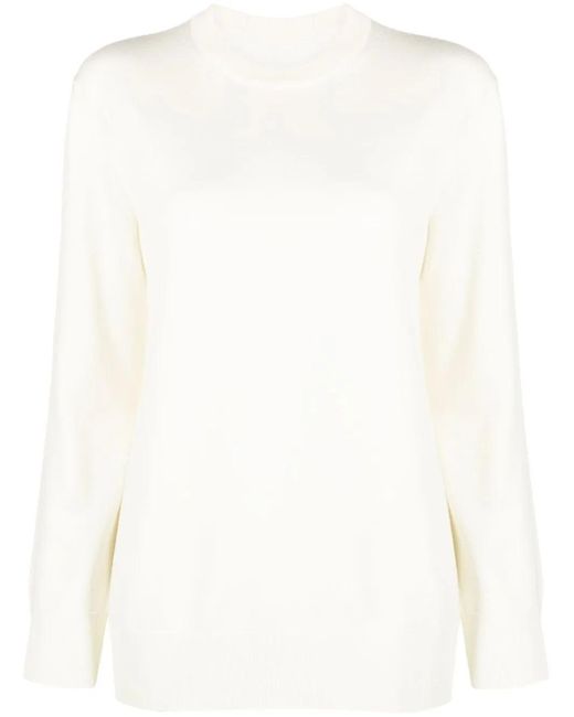 Jil Sander White Crew-Neck Wool Jumper