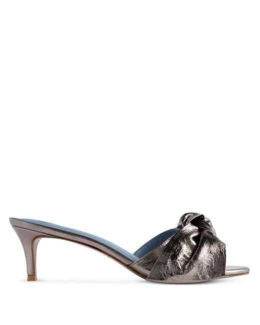 Blue Bird Shoes Metallic Bow-Detailing Leather Mules