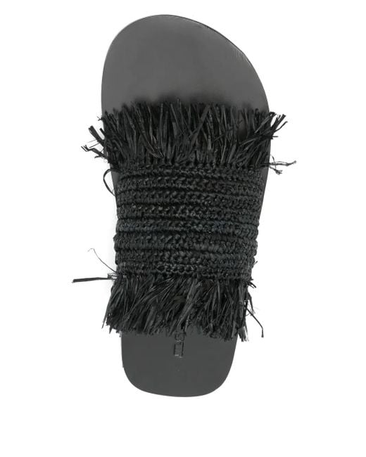 Jil Sander Black Raffia Sandals