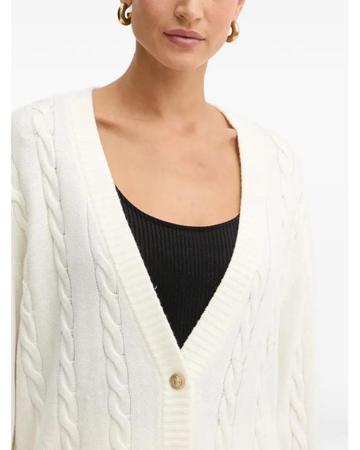 Guess White Cable-Knit Button Cardigan