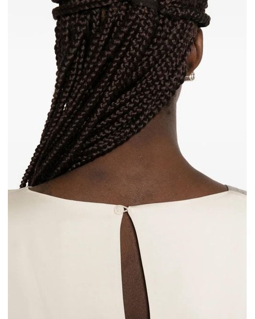 Peserico White Embellished Draped Dress