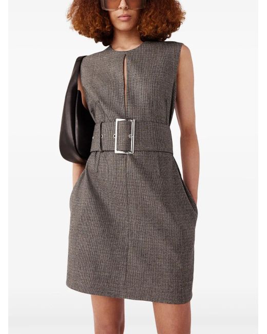 Vestido Corto Con Cinturón Stella McCartney de color Gray