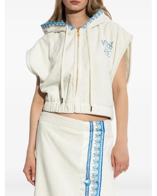 Versace White Hooded Cropped Top