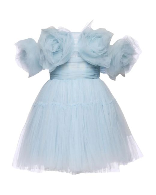 Ana Radu Blue Tulle Off-Shoulder Dress