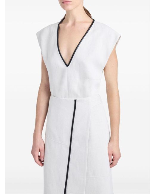 Proenza Schouler White V-neck Cotton Blend Wrap Dress