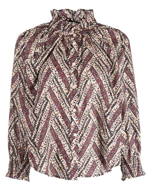 Veronica Beard Multicolor Calisto Floral-Print Blouse