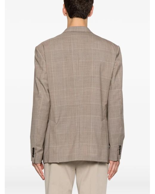 Lardini Brown Double-Breasted Check-Pattern Blazer for men