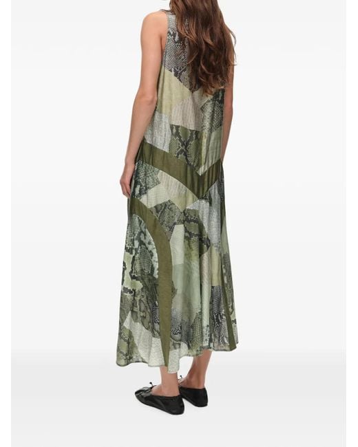 Bimba Y Lola Green Snake Patchwork A-Line Dress