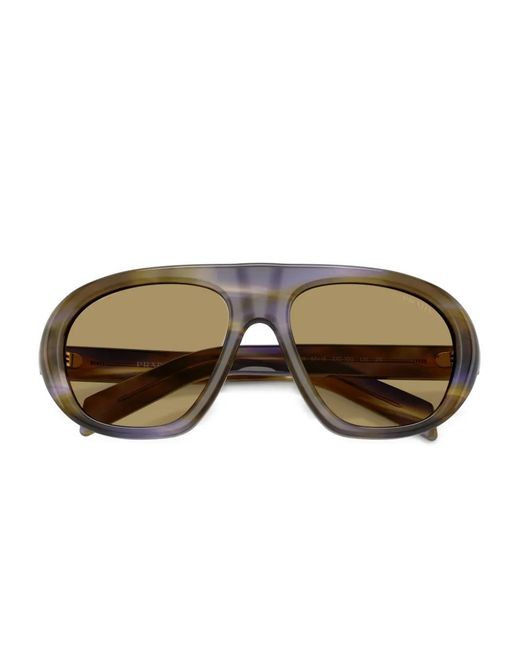Prada Brown Wrap-Frame Pilot Sunglasses