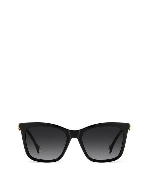 Carolina Herrera Black Geometric-Frame Sunglasses