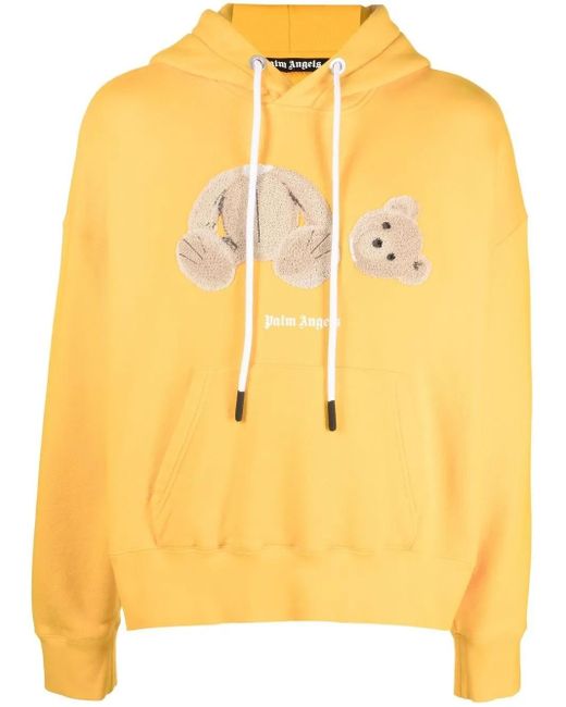 Palm Angels Yellow Bear Print Hoodie for men