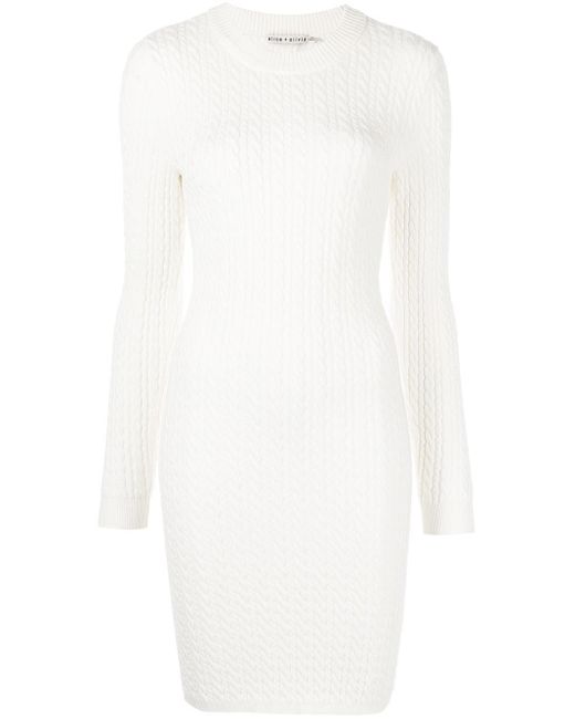 Alice + Olivia Yuna Cable-knit Mini Dress in White - Lyst