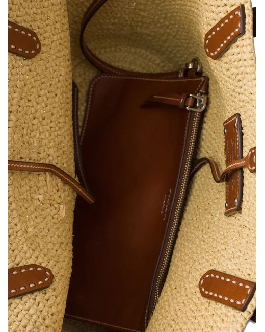 Prada Brown Medium Crochet And Leather Tote Bag