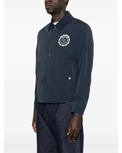 DIESEL Blue Button-Up Jacket With Patch Logo for men