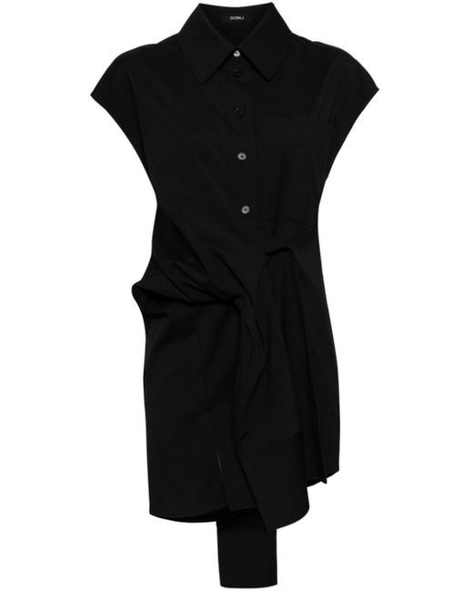 Goen.J Black Knot-detail Stretch Shirt Dress