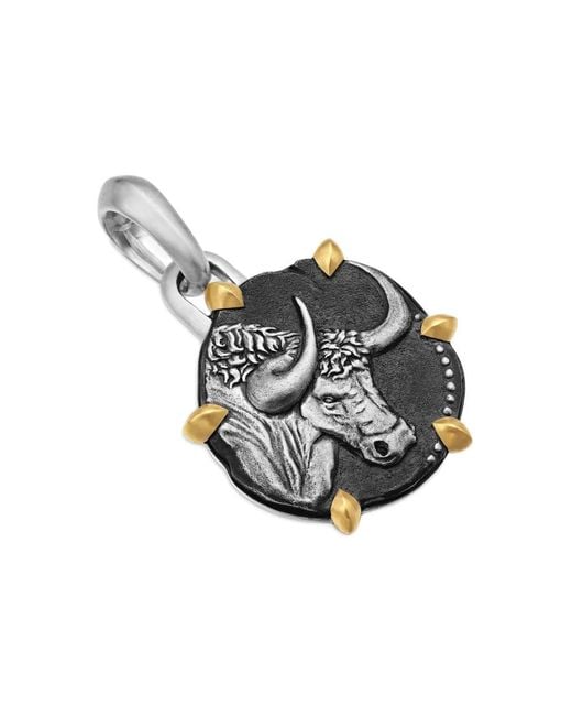 David Yurman Metallic 18Kt And Sterling Taurus Amulet (33Mm) for men