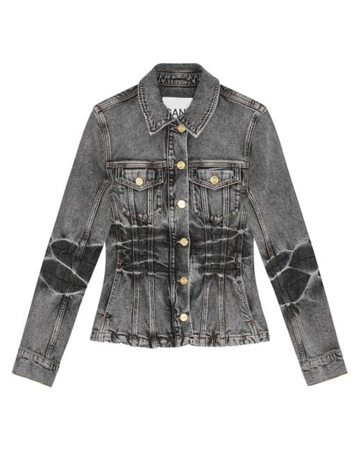 Veste En Jean À Effet Délavé Ganni en coloris Gray