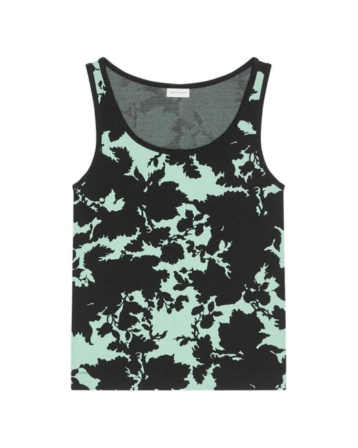 Dries Van Noten Black Jacquard Tank Top for men