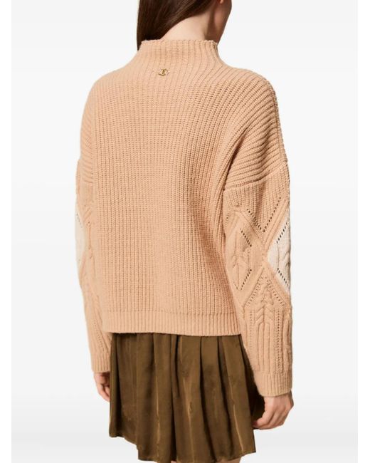 Twinset Natural Cable-Knit Intarsia Jumper