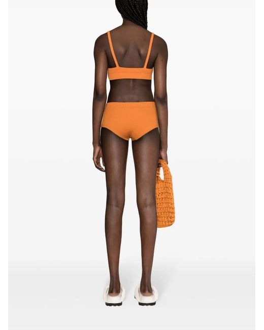 Alanui Orange Short Nervuré À Taille Haute