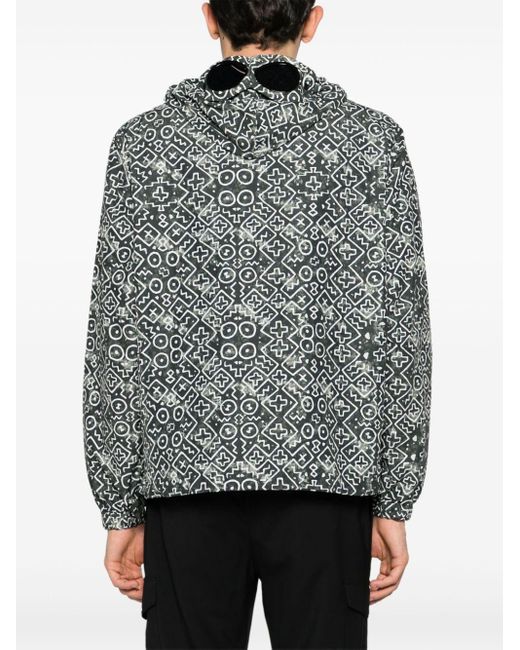 C P Company Gray Inca-print Hooded Jacket for men