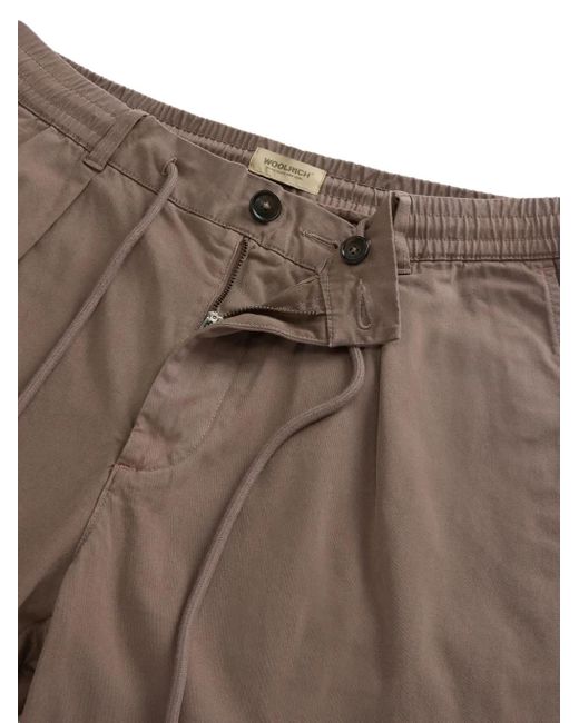 Woolrich Black Pleated Drawstring Trousers for men