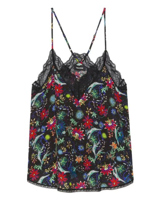 Zadig & Voltaire Christy Top Met Bloemenkant in het Black