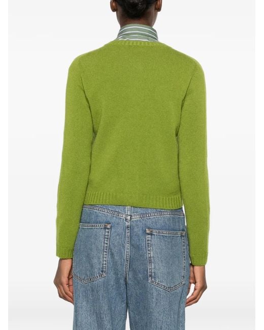 AROVESCIO Green Fine-Knit Buttoned Jacket
