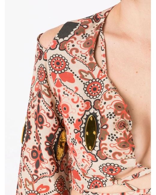 Amir Slama Pink Floral-Print Flared-Cuff Blouse