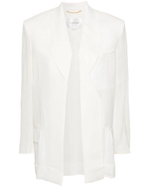 Victoria Beckham White Folded-detail Blazer