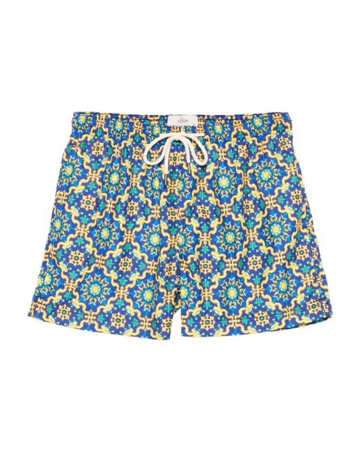 Peninsula Gemusterte Badeshorts Mit Kordelzug in Blue für Herren