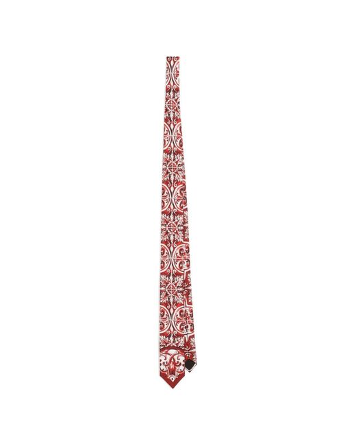 Dolce & Gabbana White Majolica-Print Silk Tie for men