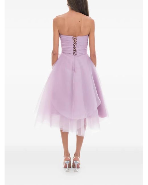 Ana Radu Pink Floral-Appliqué Strapless Dress