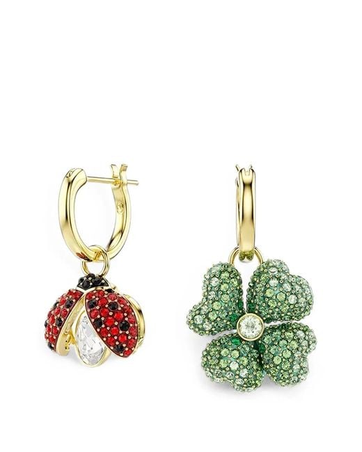Swarovski Green Idyllia Crystal-Embellished Mismatched Earrings Set (Set Of Three)