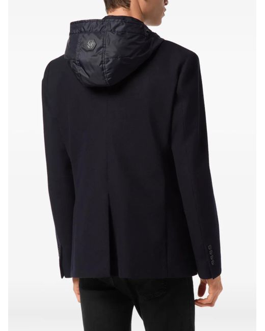 Philipp Plein Blue Hooded Blazer for men