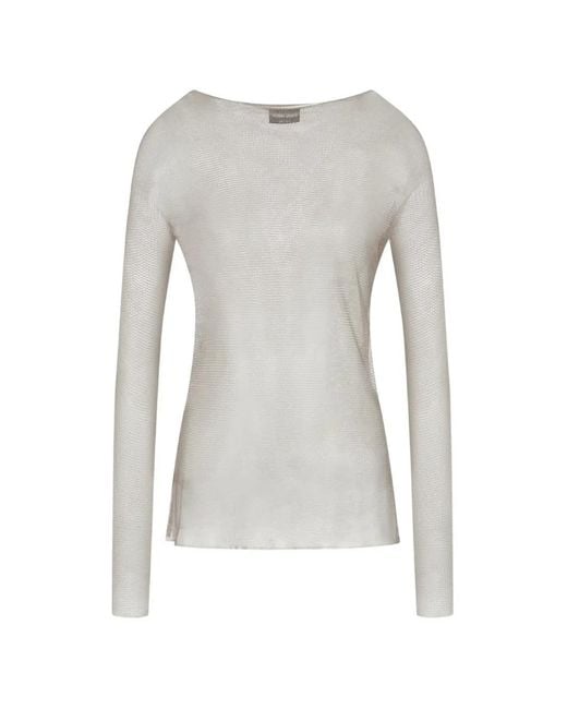 Giorgio Armani Gray Long-Sleeve Mesh Top