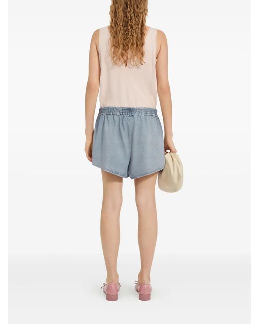 MM6 by Maison Margiela Blue Elasticated-Waistband Distressed Shorts