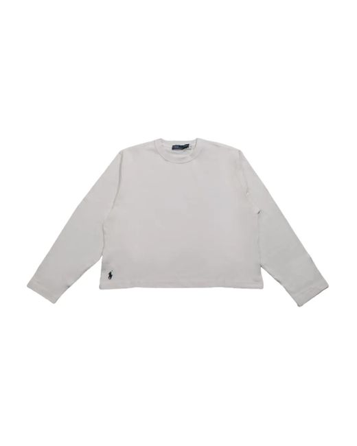 Polo Ralph Lauren White Long-Sleeve Cropped T-Shirt