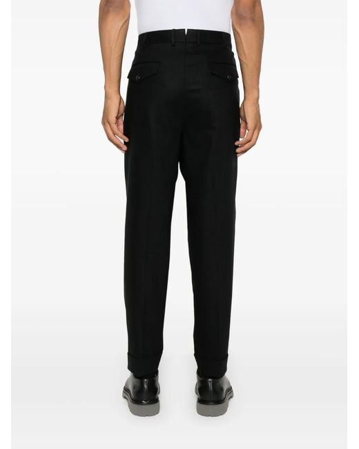 PT Torino Black Pressed Crease Trousers for men