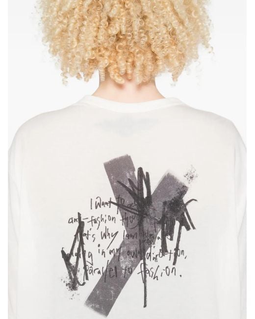 Yohji Yamamoto White Short-Sleeve Crew-Neck T-Shirt