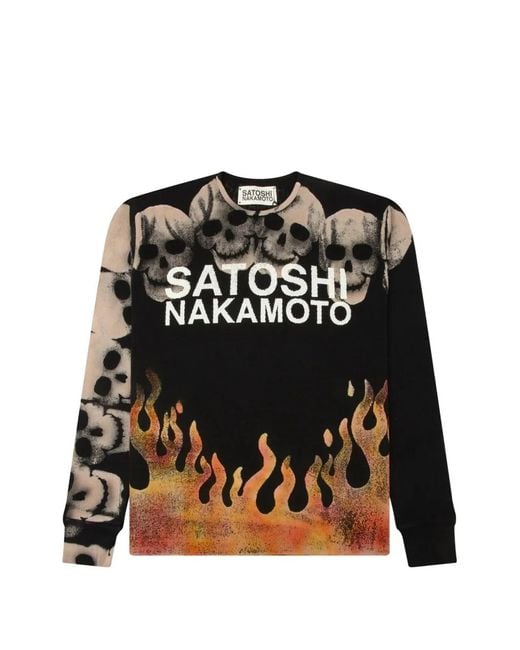 Satoshi Nakamoto Black Graphic-Print Thermal T-Shirt for men