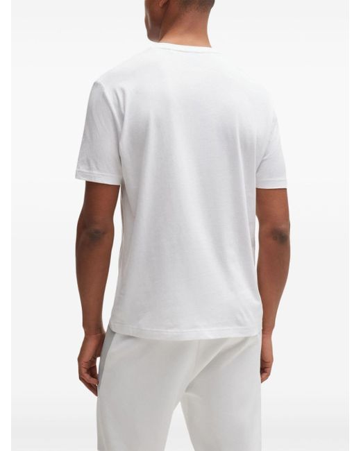 T-shirt con logo goffrato di Boss in White da Uomo