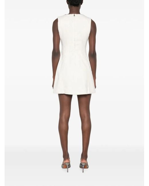 Self-Portrait White Floral-Appliqué Mini Denim Dress